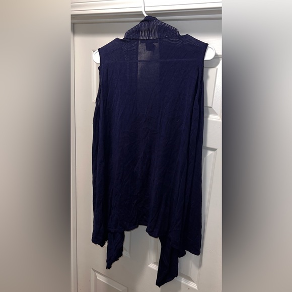 Kate & Mallory Navy Sleeveless Open Front Draped Sweater Vest Cardigan! Size 1X. - Picture 5 of 9
